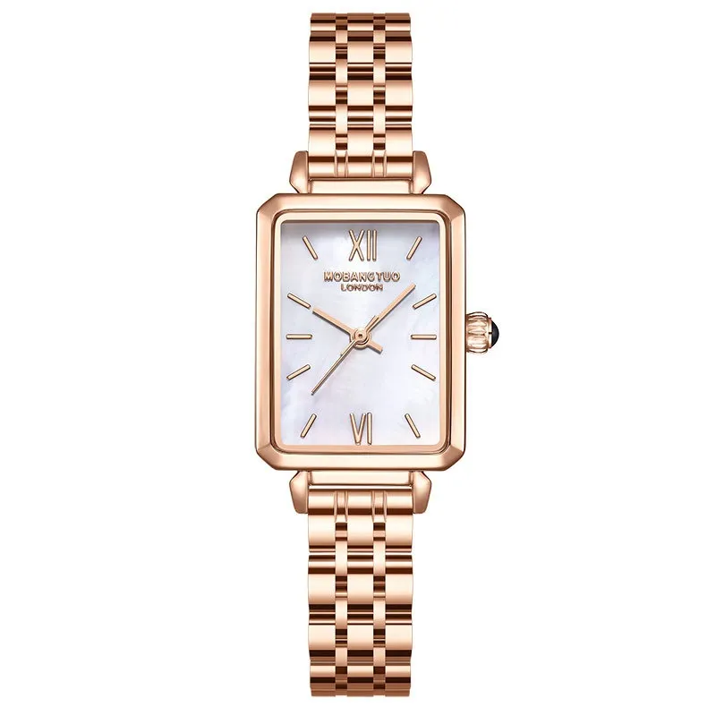 Mode femmes montre à quartz rétro montre carrée français petit disque en acier inoxydable bracelet en or montre-bracelet dames montres cadeau pour wif278j