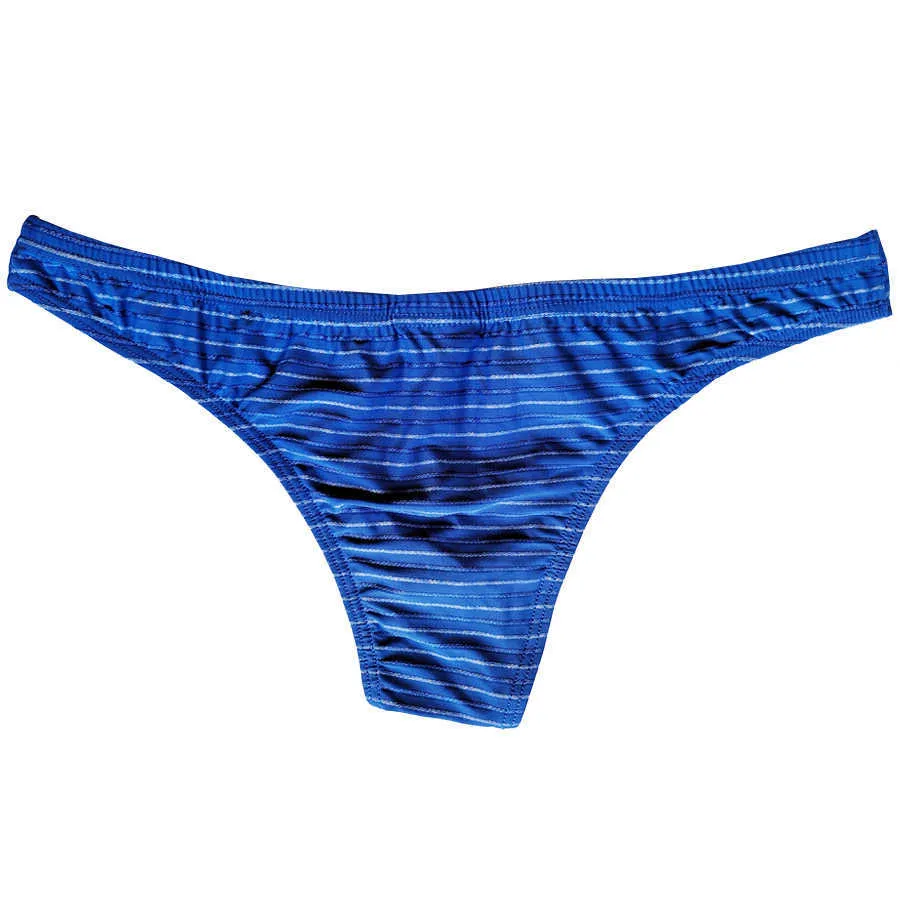 5 Men Sexy Briefs Stripe Bikini Breathable Soft Underwear Cucea Underpants Man Comfortable Gay Pants Cueca Male Panties C903-1 210730