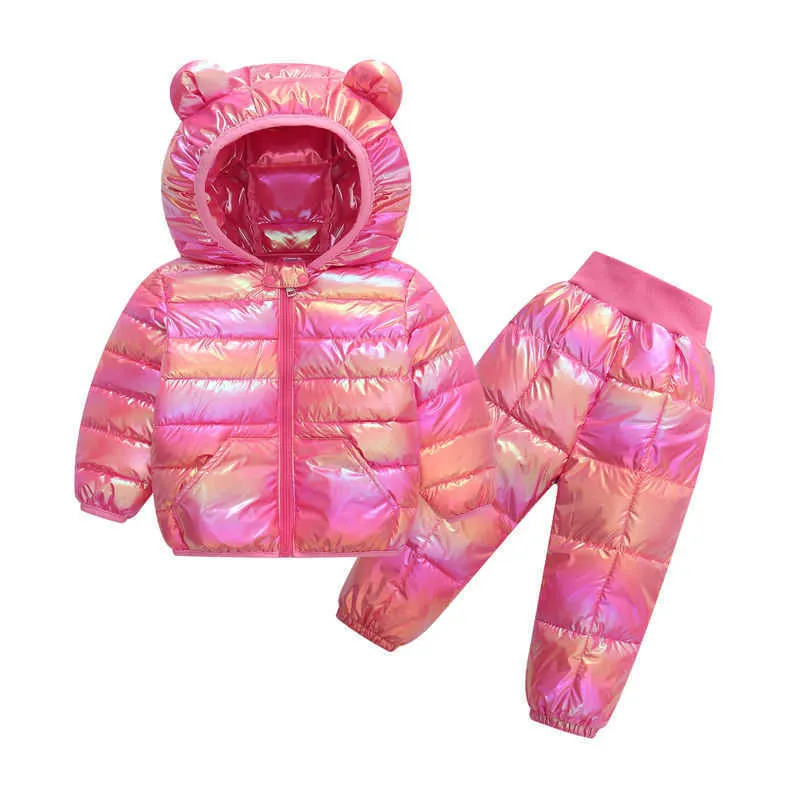 Completo da ragazza autunno inverno più set di due pezzi in velluto Ragazzo alla moda bambini Cappotti e pantaloni in cotone con cappuccio Abbigliamento bambini1-6Y 211025