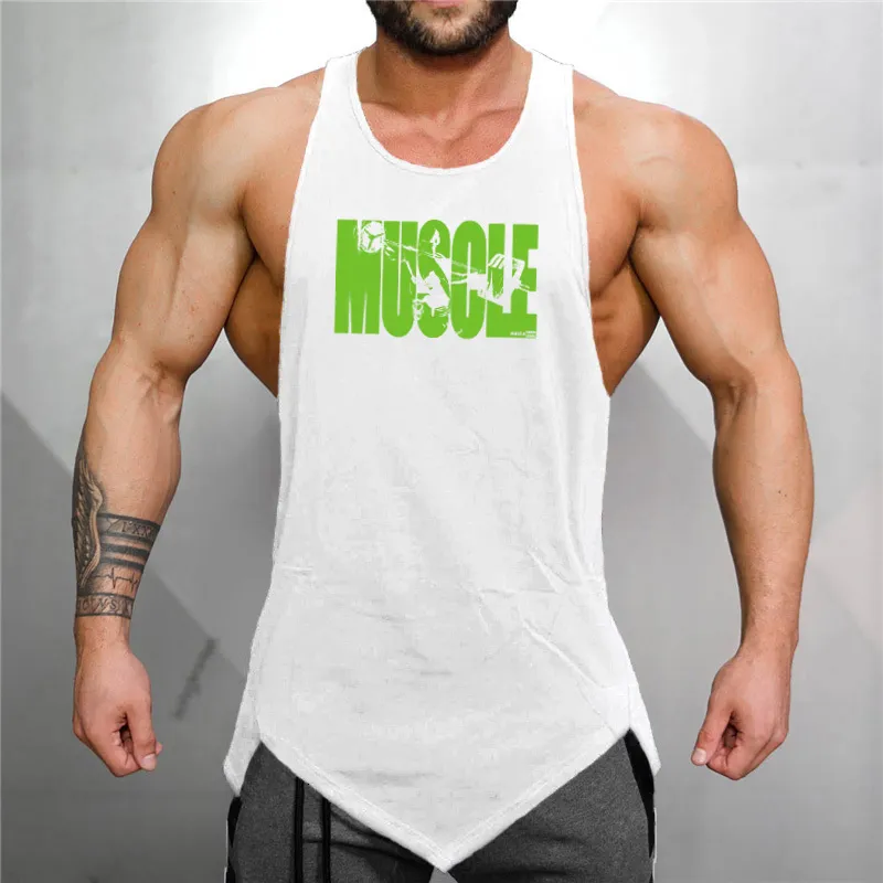 Muscleguys Débardeur Hommes Gym Vêtements Streetwear Solid Vest Hommes Bodybuilding Vêtements Fitness Tanktop Entraînement Chemise sans manches 210421