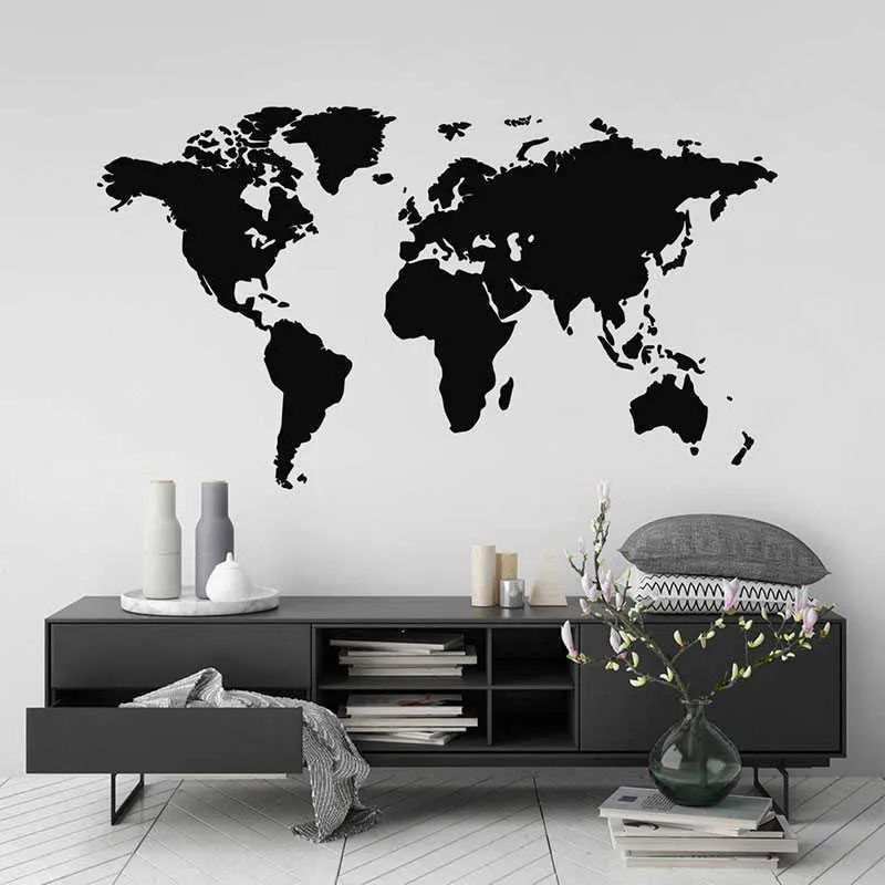 Moderne Décor À La Maison Carte Du Monde Sticker Mural Vinyle Design D'intérieur Chambre Salon Carte Du Monde Sticker Amovible S144 210929