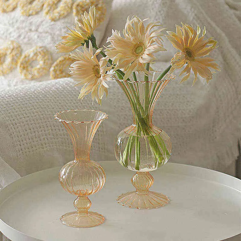 Vase en verre décor à la maison cristal petite pièce Pot de fleur plantes hydroponiques conteneur bougeoir mariage ation 211215
