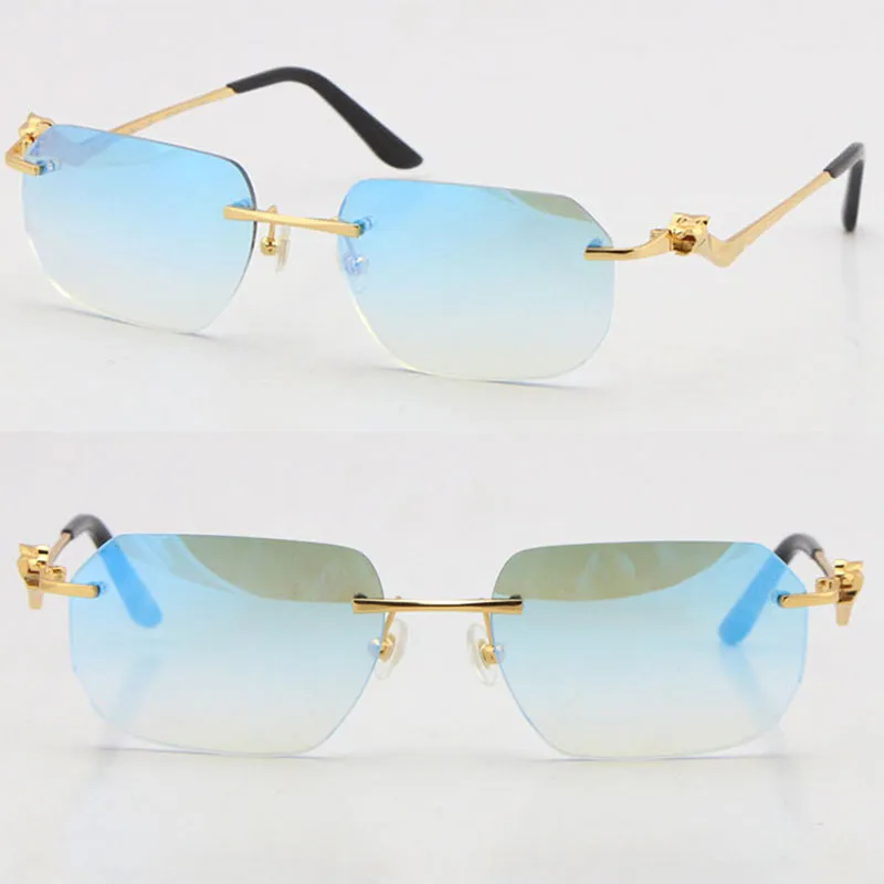 Hele randloze unisex mode luipaardreeks zonnebril metalen rijglazen hoogwaardige ontwerper UV400 3 0 dikte framele306U