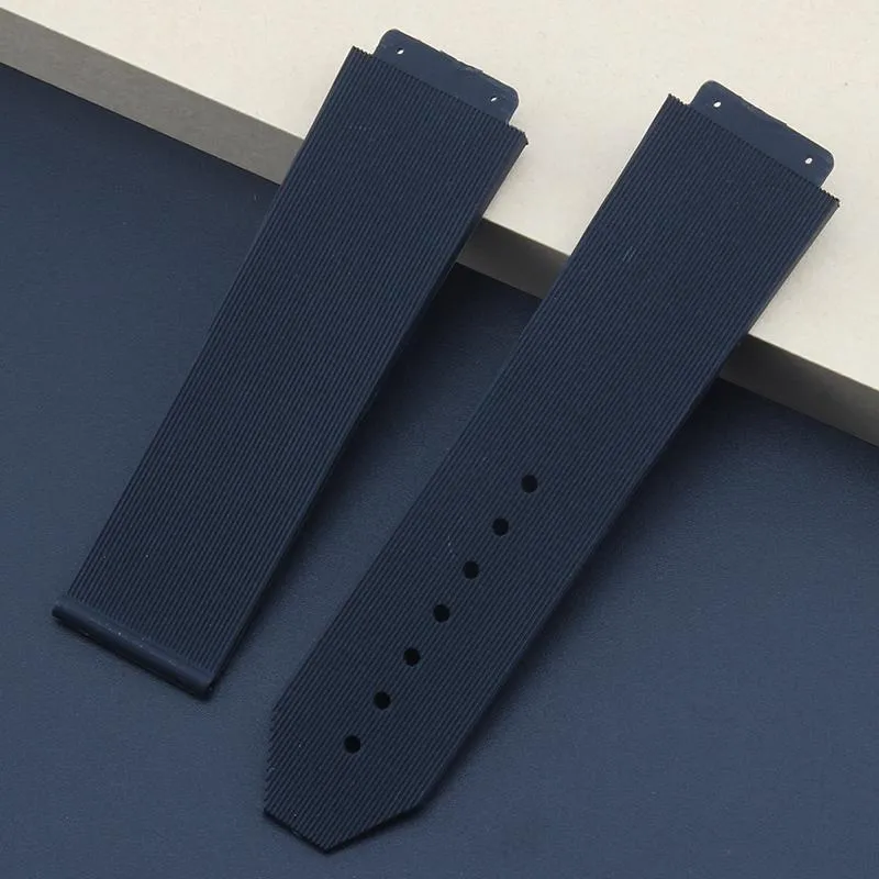 Titta på band Blue White 19 25mm gummi Watchband för Hublo T Big Bang Silicone Strap Waterproof Black Wrist Armband Tape Man Stock3209