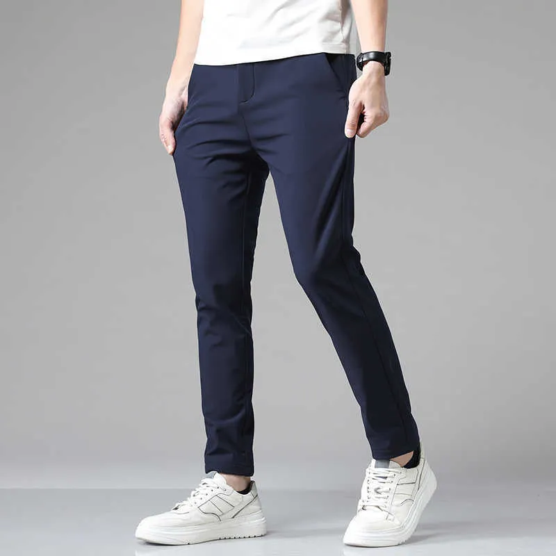 Pantalon d'été pour hommes Stretch coréen décontracté Slim Fit taille élastique survêtement affaires classique pantalon mâle mince 28-38,5008 210616