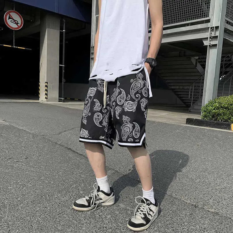 Sommar bandanna shorts män överdimensionerade beskurna byxor casual kort byxa sweatpants manlig hip hop branded kläder homme 210721