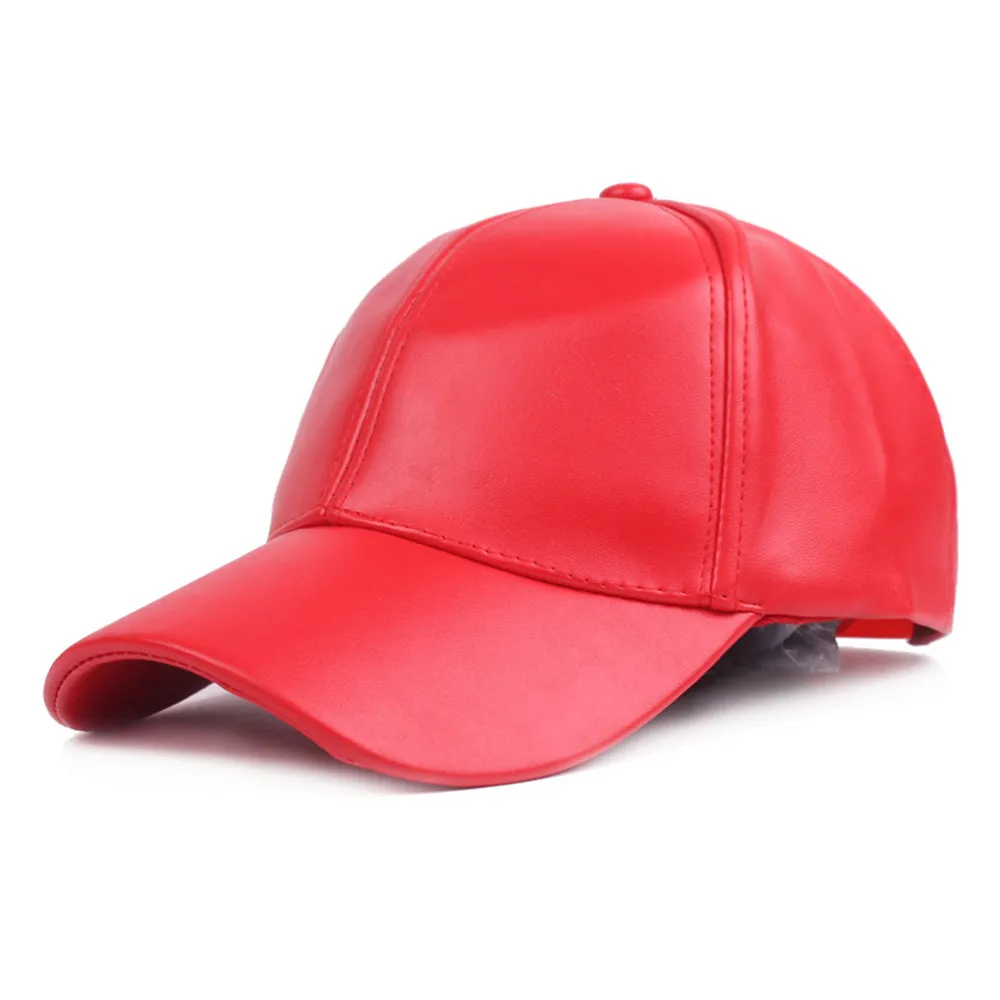 Sombrero de cuero de PU de verano, Gorra de béisbol de hueso blanco, rojo y negro para hombres, gorras de Golf Unisex con Cierre trasero para mujeres, Gorra personalizada de camionero Hats256S