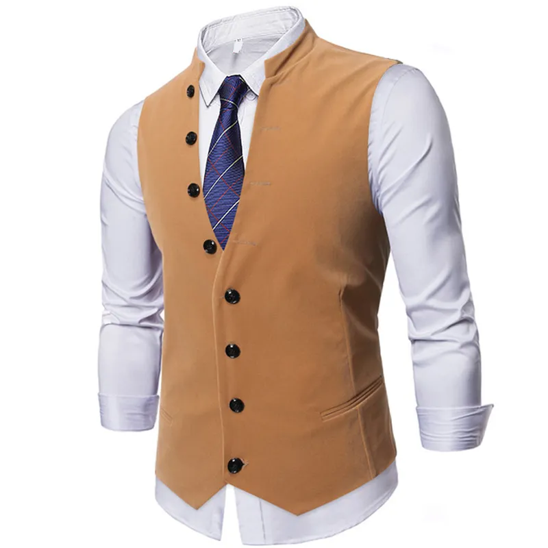 Solide Hommes Wayctoat Formel Business Work Causal Slim Fit Gilet pour hommes rétro Messieurs Hommes costume Gilets de mariage velours Gilet 210524