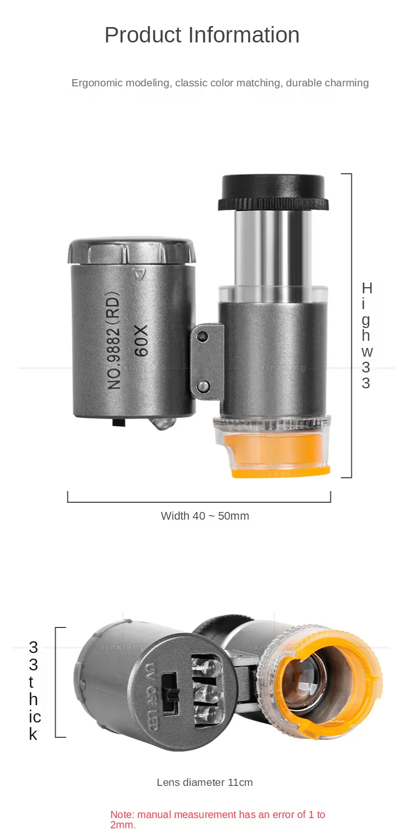 Acheter Mini Microscope de poche Portable 60X, Loupe de bijoutier