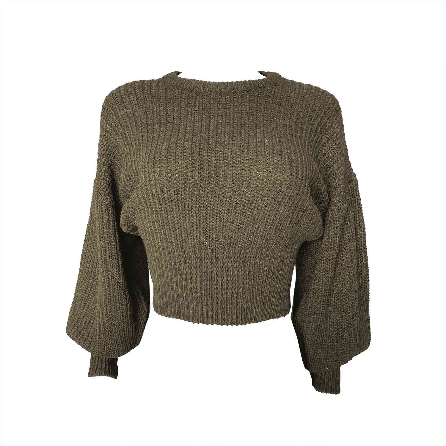 Mode Khaki Pullover Pullover Frauen Kleidung Casual Jumper Herbst Winter Gestrickte Tops Streetstyle 210427