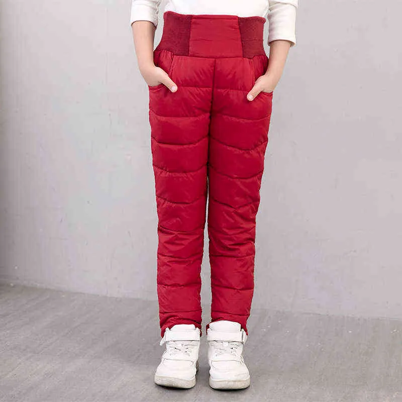 Child Girl Boy Winter Pants Cotton Padded Thick Warm Trousers Waterproof Ski Pants 10 12 Year Elastic High Waisted Baby Kid Pant (7)