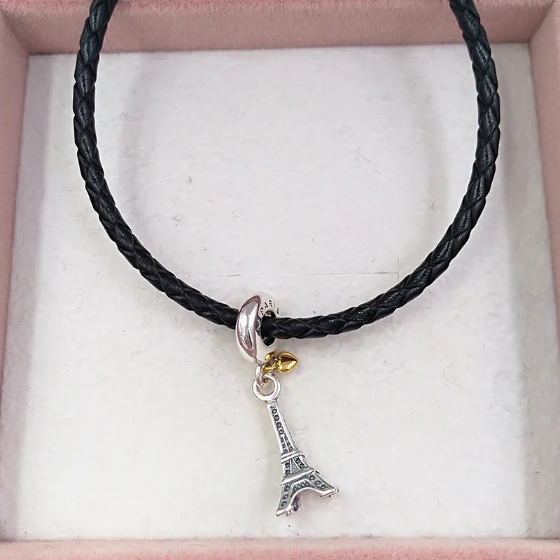 Perline di ciondoli fai da te gioielli portafortuna di ottobre creazione di gioielli Torre Eiffel Pandora braccialetto in argento 925 braccialetto da donna catena set di perline collana pendente regali di compleanno 791302