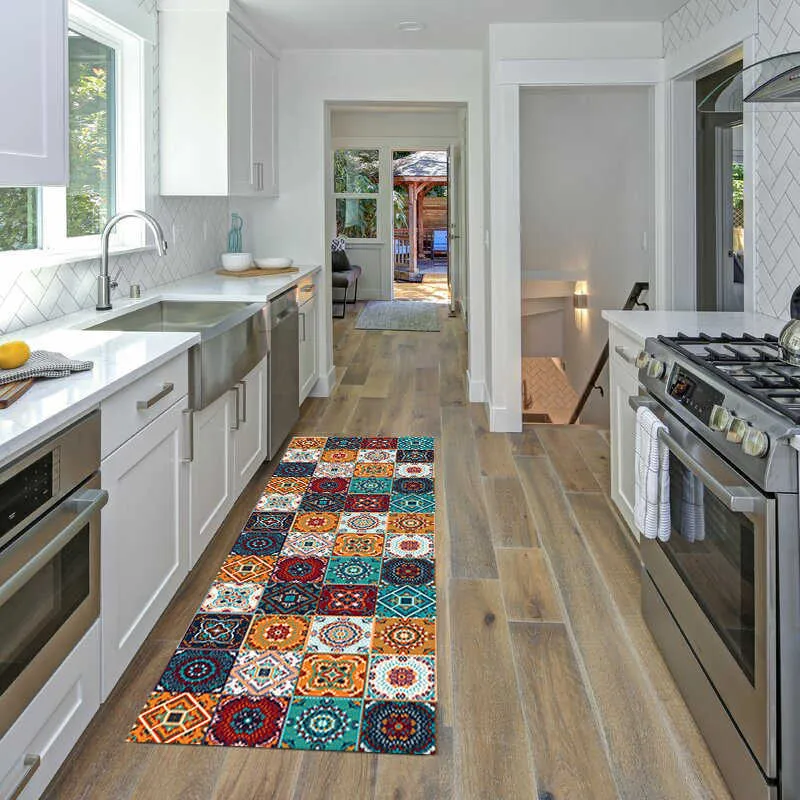 Tapis de porte de sol bohème pour salon tapis de cuisine anti-dérapant Crapet moderne résistant aux rides tapis de cuisine paillasson décor à la maison 210917