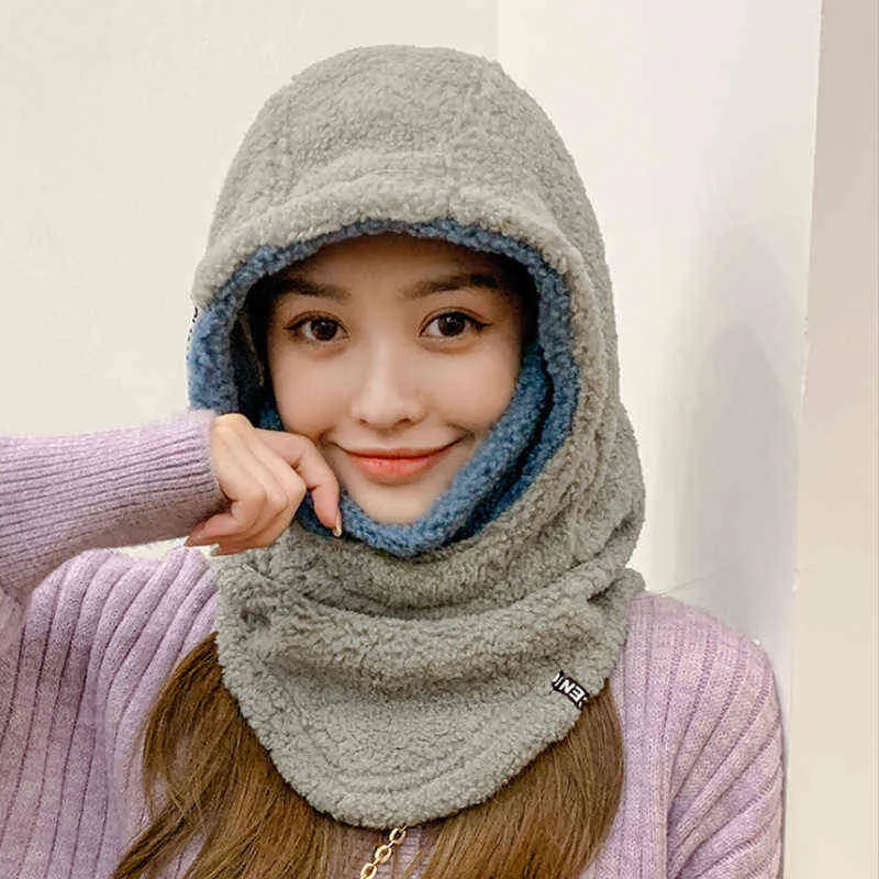 Kvinnlig fleece hatt vinter koreansk stil plus sammet varma öronmuffar ull hattar kvinna utomhus cykla kallt keps grossist dropship 211229