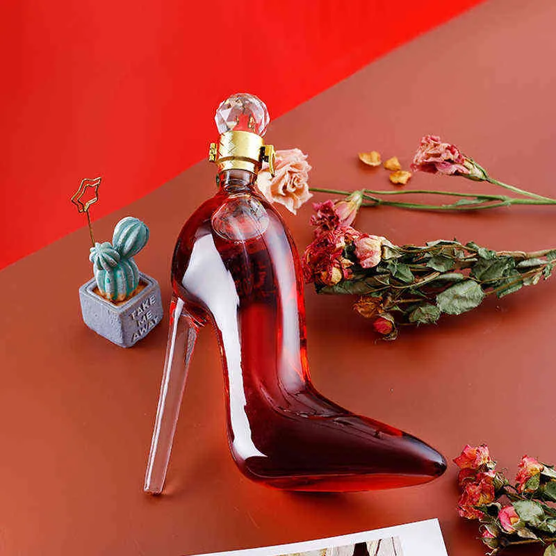 350ML High Heels Shape Decanter Luxurious Crystal Red Wine Brandy Champagne Glasses Decanter Bottle Bar Nightclub Drinking Y01132574