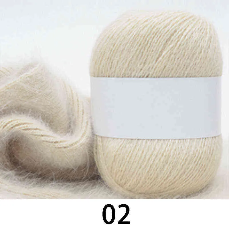 1 PZ 50 g / palla Fluffy Lungo lana di visone Filato di capelli Filato di cashmere Tessuto a mano Sciarpa Cappello Filati antistatico Filato all'uncinetto donna Y211129