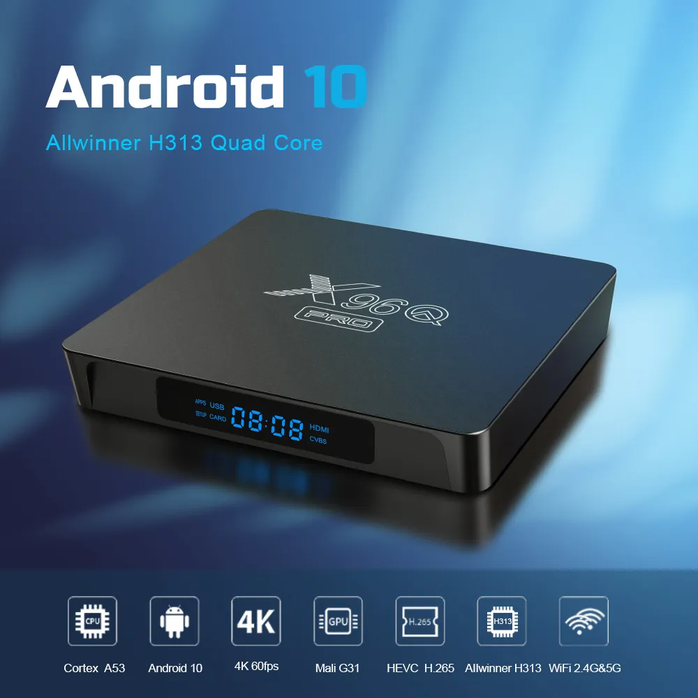 X96Q Pro 10 Android TV Box Allwinner H313 24G WiFi 4K 2GB 16GB Media Player 1 GB da 8 GB Topbox Topbox Vs X96 Max3158538