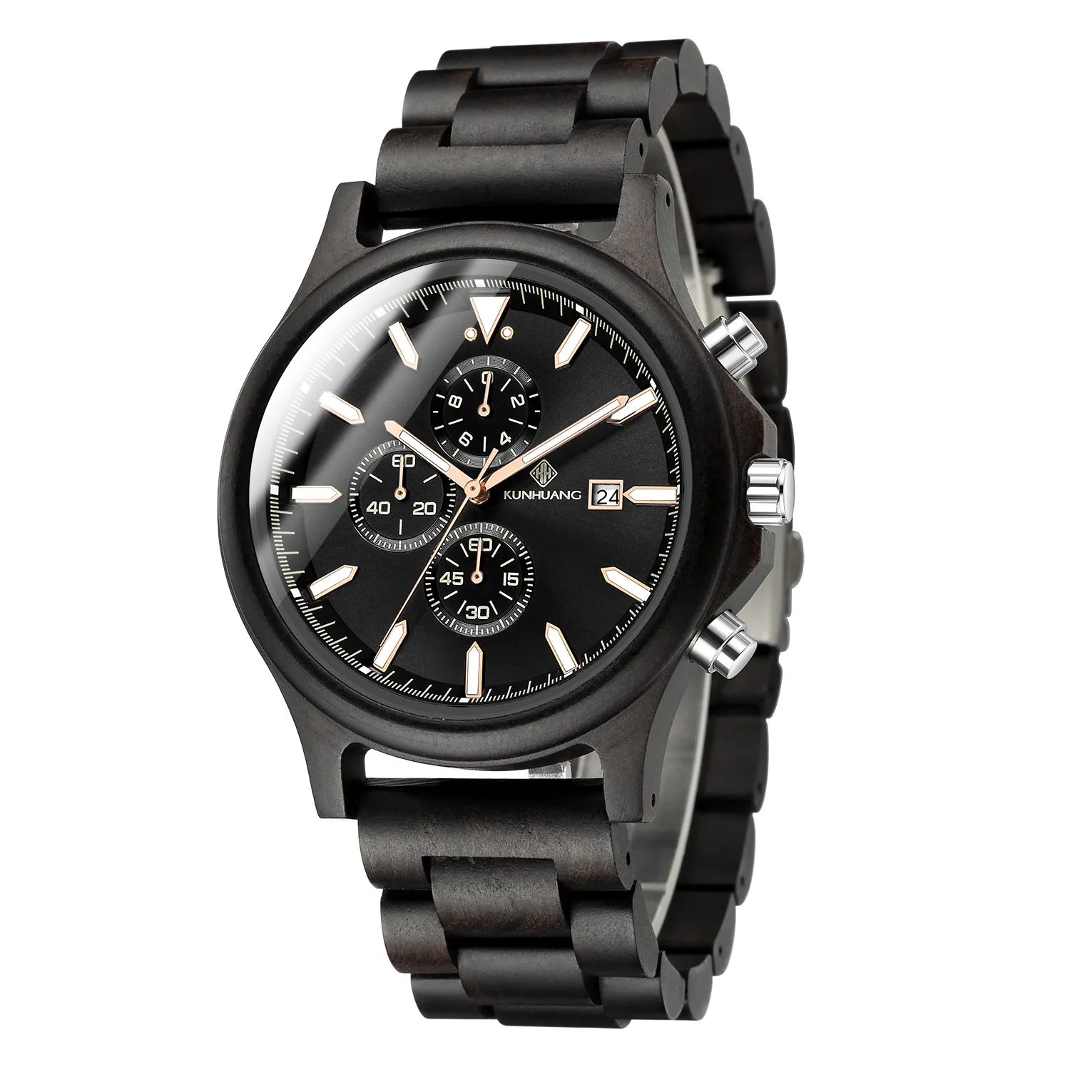 Männer Holz Uhr Chronograph Luxus Militärsport Uhren stilvolle lässige, personalisierte Holzquarz Uhren278b