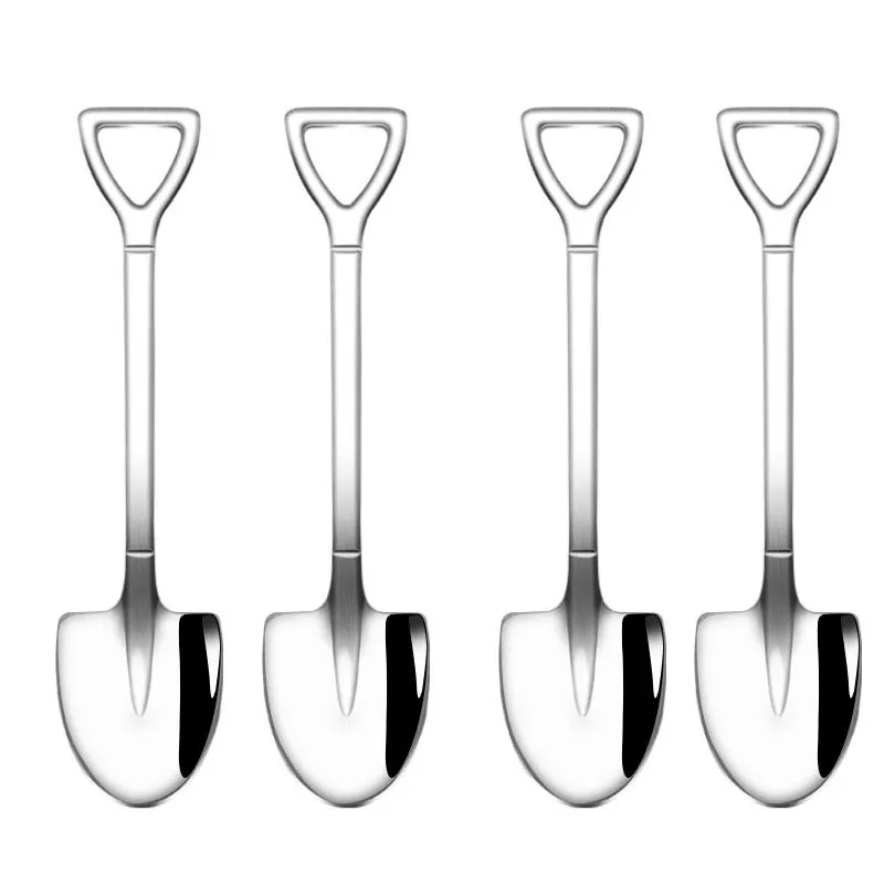 set 304 Stainless Steel Spoon Creative Retro Shovel coffee S Mini Fork Ice Cream Tool Teaspoon285m