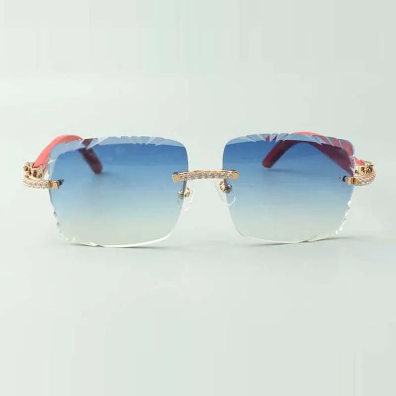 lunettes de soleil diamants moyens 3524020 avec branches en bois rouge et coupes 58 mm lens2212