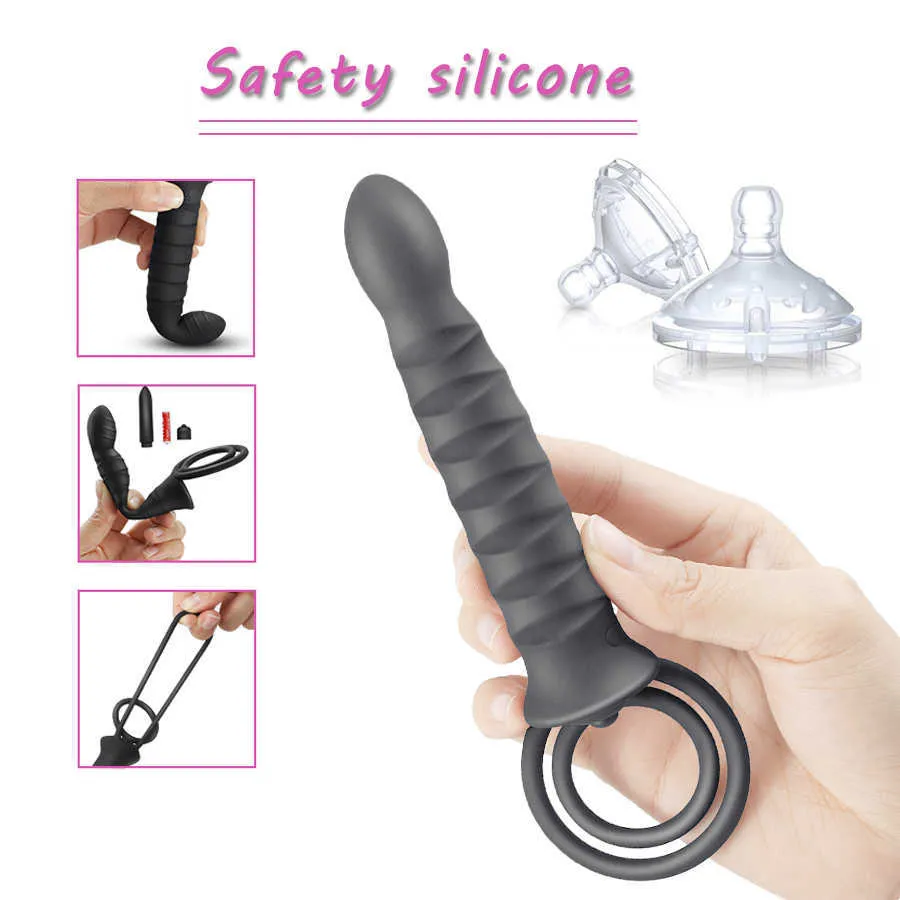Çift penetrasyonu yapay penis vibratör, erkekler için 10 mod vibratör penis vajina fiş yetişkin seks oyuncakları çiftler için 210618