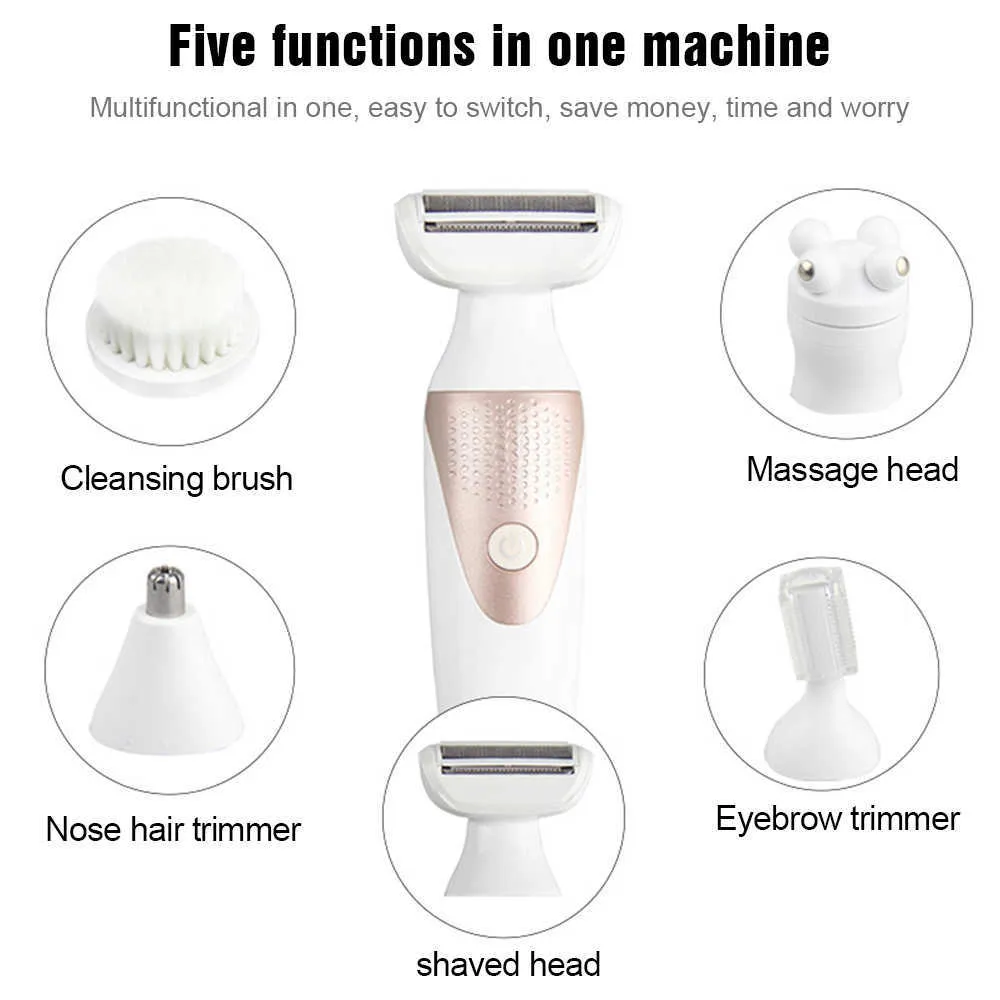 7 IN 1 Garniture multi-parties étanche Lisse et indolore Lady Rasoir électrique Épilateur Sourcils fins Instrument de lavage avec boîte P0817