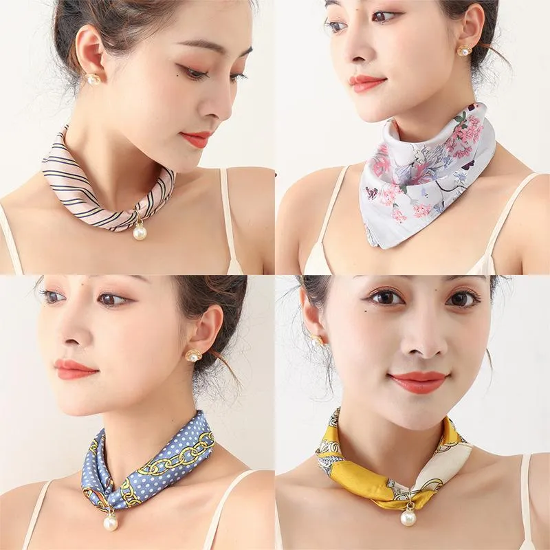 Halsdukar silkes halsduk pärlhalsband tunn stil hänge för kvinnors dekoration269e