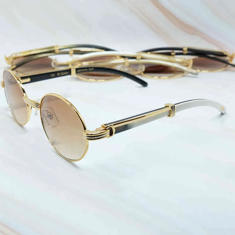 Модные солнцезащитные очки для мужчин и женщин, дизайнерские цельные роскошные французские солнцезащитные очки, металлические очки с полной оправой, деревянные очки из рога буйвола2158