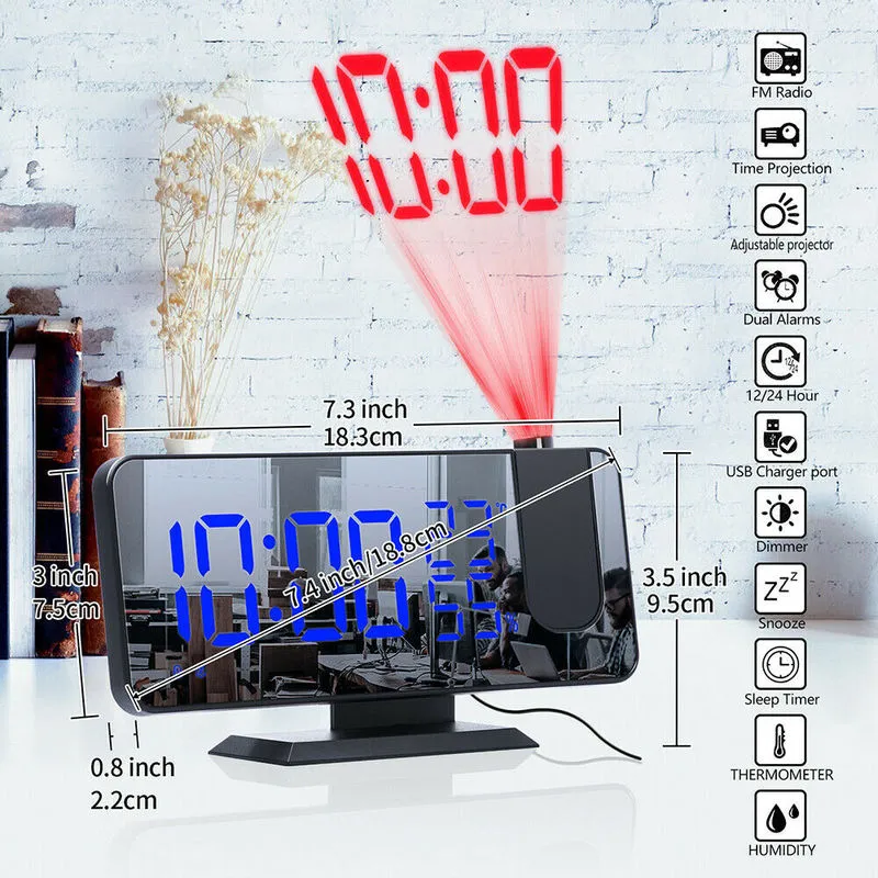 LED Digitale Wekker Tafel Elektronische Desktop Clocks USB Wake Up FM R Time Projector Sze Functie 220311