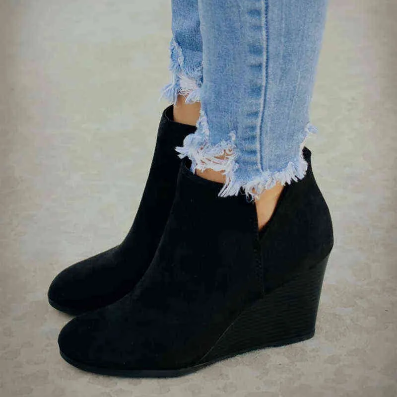 Bout pointu chaussons hiver femmes léopard bottines chaussures à lacets plate-forme talons hauts chaussures compensées femme Bota Feminina 211104