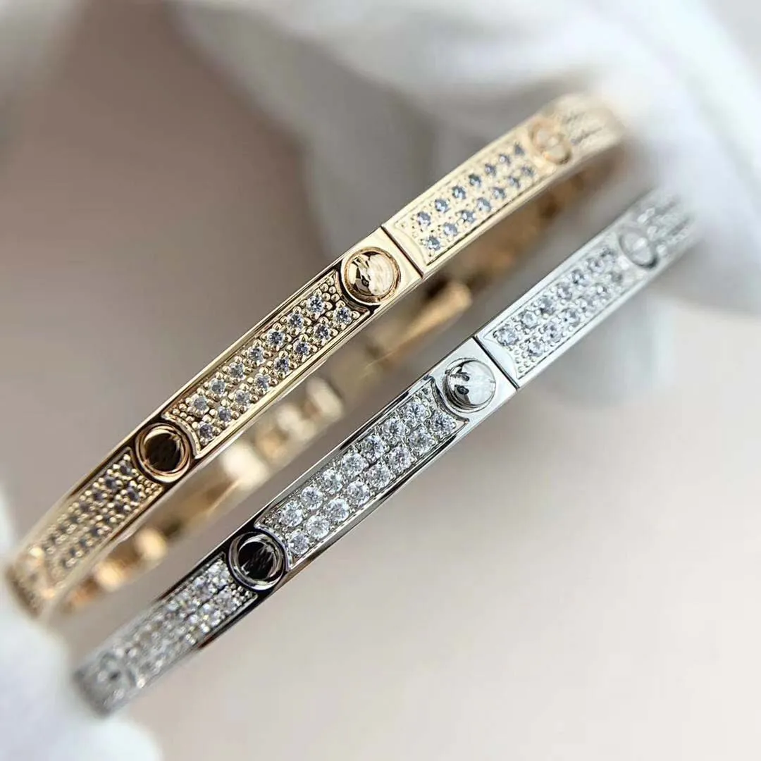 Bracelet punk en or V avec diamant en plaqué rose 18 carats et platine pour femmes, bijoux de fiançailles, cadeau avec boîte PS4216244S
