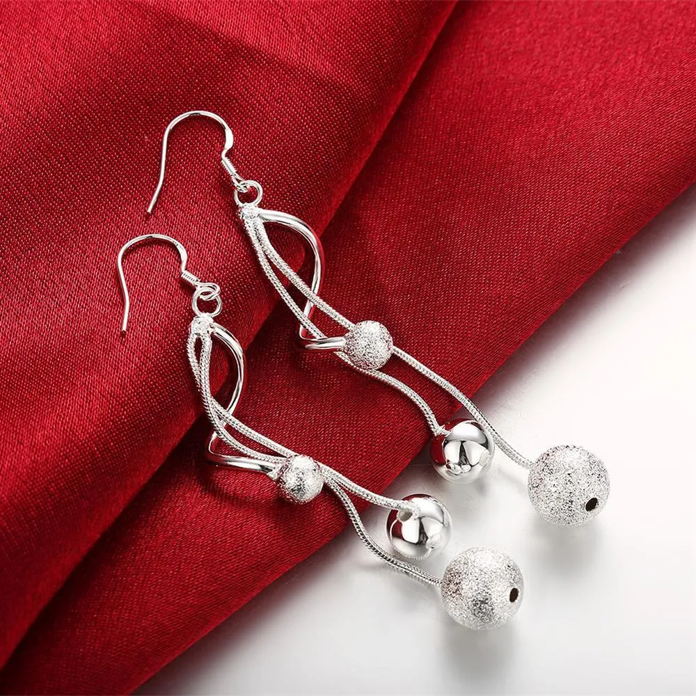 Charme 925 bijoux en argent sterling ensembles collier boucles d'oreilles pour femmes 18 pouces perles mode fête mariage cadeaux de noël