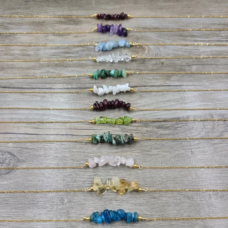 Birthstone necklace Zodiac Healing crystals Necklace Stone Pendant Raw Crystal bar Natural Necklace4448842