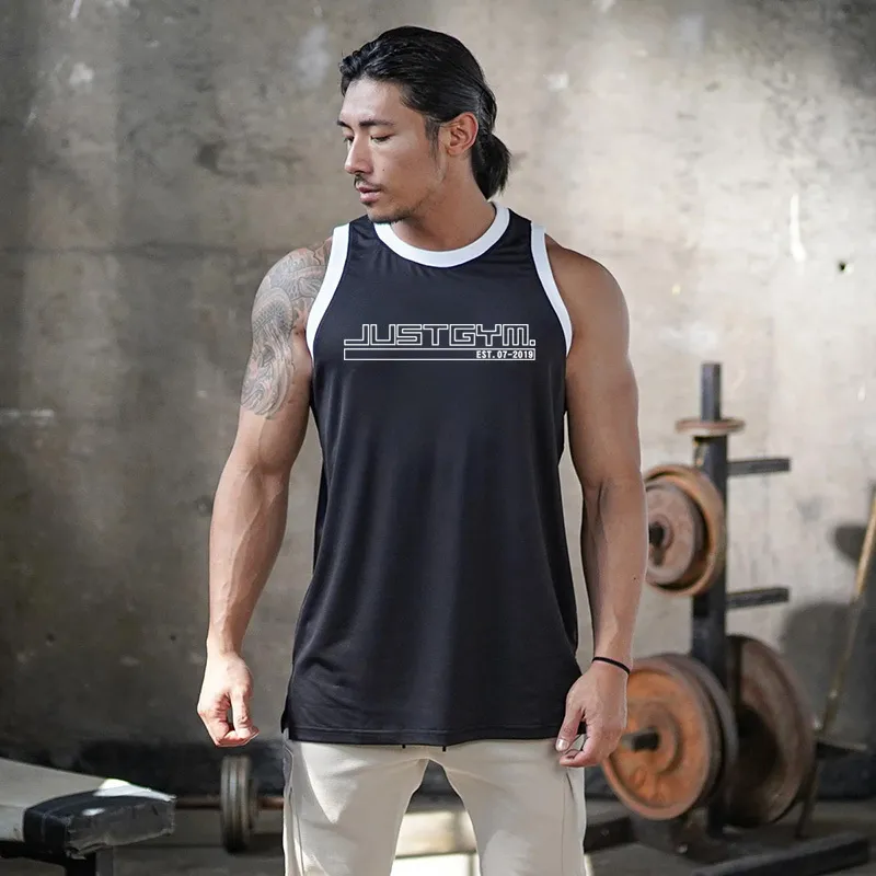 New Mens Bodybuilding Stringer Tank Tank Gym Roupas Fitness Homens Sem Mangas Camisa Masculina Malha Moda Singlets Colete Undershirt 210421
