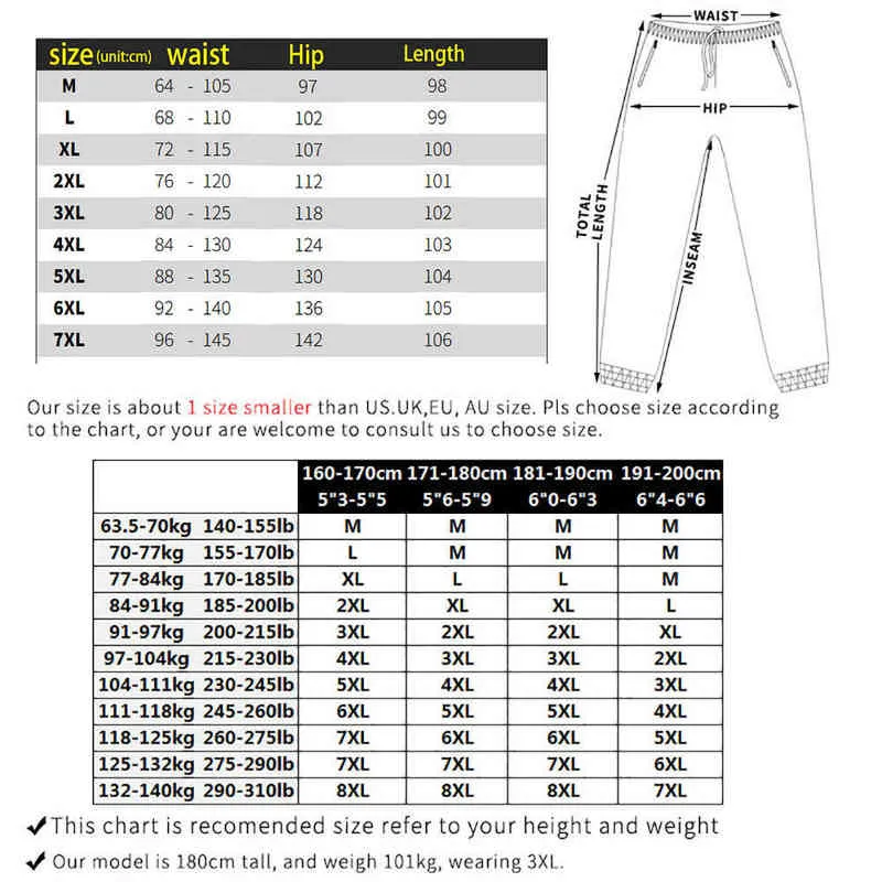 Plus 7XL 6XL XXXXXL Hommes Joggers Pantalon Casual Homme Pantalon Streetwear Hip hop Noir Cargo Pantalon Sport Blanc Techwear Jogger H1223