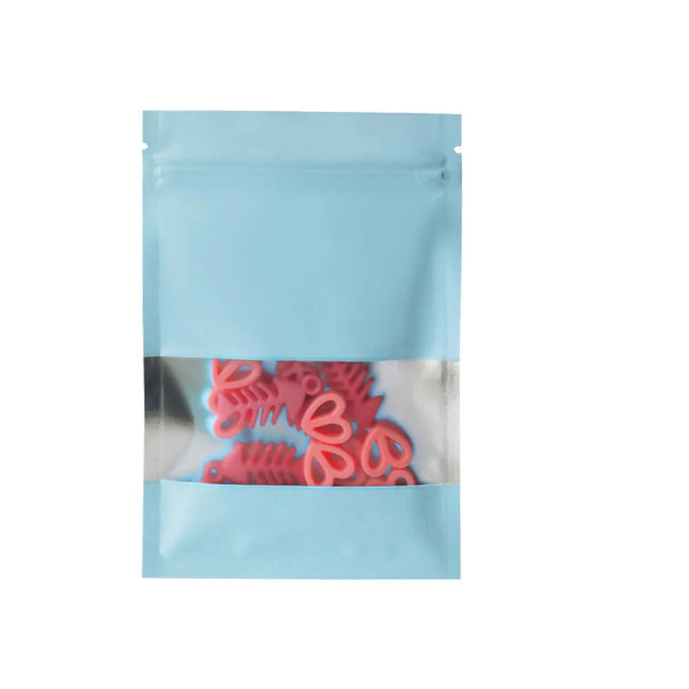 / Mylar Foil Zip Lock Bag avec fenêtre Gift Snack Clothing Packaging Bag Pochettes de rangement refermables avec Tear Notch 211014