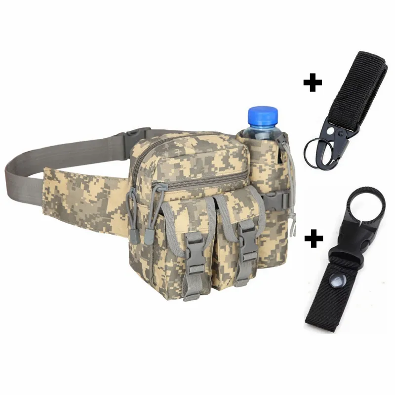 Sac de ceinture de Camping tactique pour hommes, sac de taille en Nylon pour bouteille d'eau de randonnée, pochette pour téléphone, Sports de plein air, armée, chasse, escalade