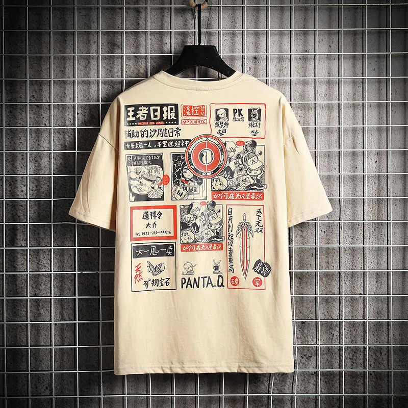 GlacialWhale T-shirt oversize da uomo Estate Anime Stampato Tshirt Unisex Hip Hop giapponese Streetwear Harajuku T Shirt 210629