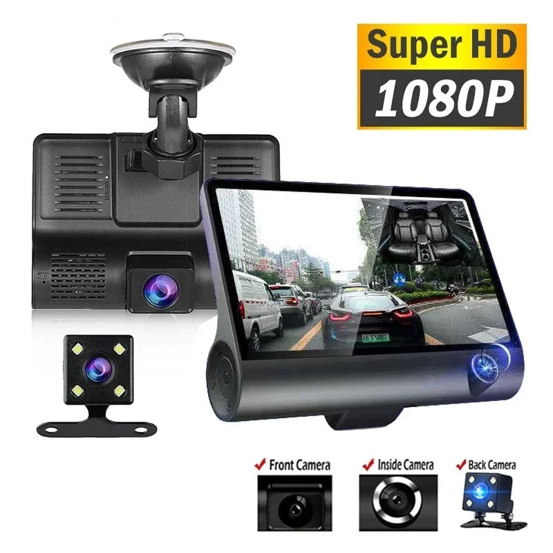 HD Auto Dvr Dash Cam 4'' Video Recorder Auto 3 Objektiv Mit Rückansicht Kamera Dashcam DVRs Nachtsicht Camcorder