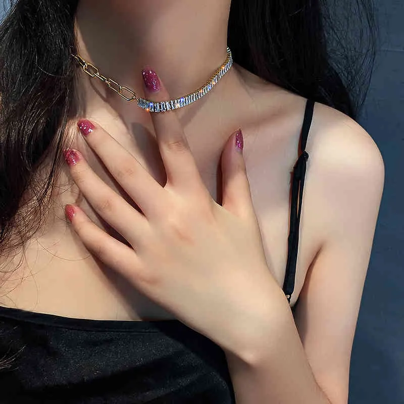 Créativité Collier en cristal géométrique pour femmes Chaînes de cou de bijoux de luxe design de haut