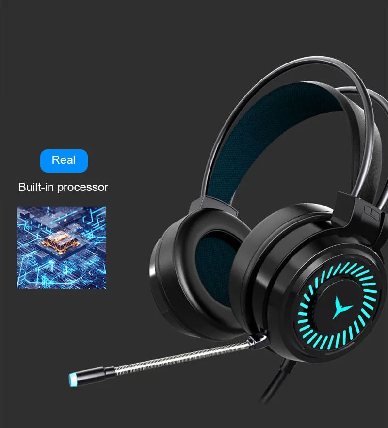 G58 LED Light Gaming Headset Stereo Wired Bass Headset med Mic för PC/Bärbar dator