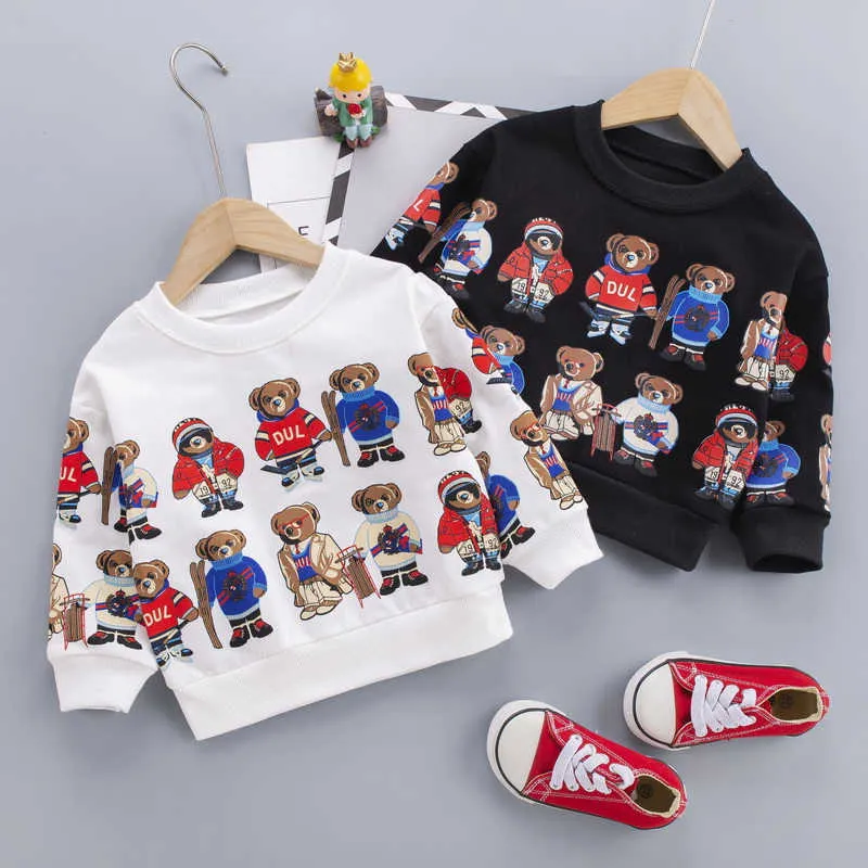 Wiosna jesień chłopców dziewcząt bawełniane bluzy bluza dzieci dzieci swobodne tshirt sportowe odzież niemowlęta 2109037591536