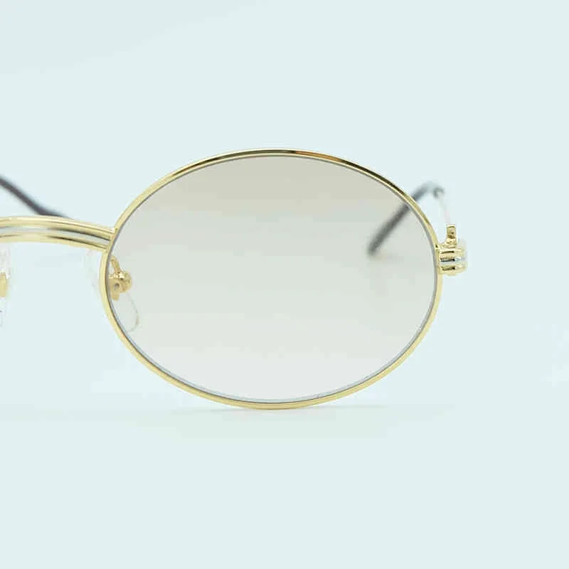 Retro-Sonnenbrille aus ovalem Metall für Herren, autorisierte französische Herren-Sonnenbrille, luxuriöse Top-Gold-Sonnenbrille, runde, stilvolle Brille