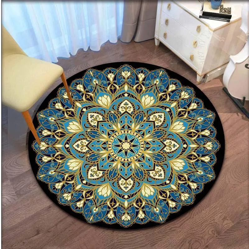 Tappeti Tappeto rotondo mandala retrò soggiorno Tappetino nordico bambini Tappetino antiscivolo Sedia computer Tappeto camera da letto Decorazioni la casa2104