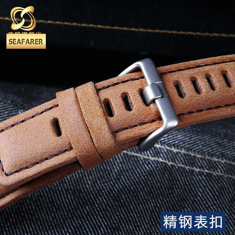 Pulseira de relógio de couro genuíno para timex masculino maré bússola t2n721 t2n720 pulseira pulseira relógio 24 16mm h0915289y
