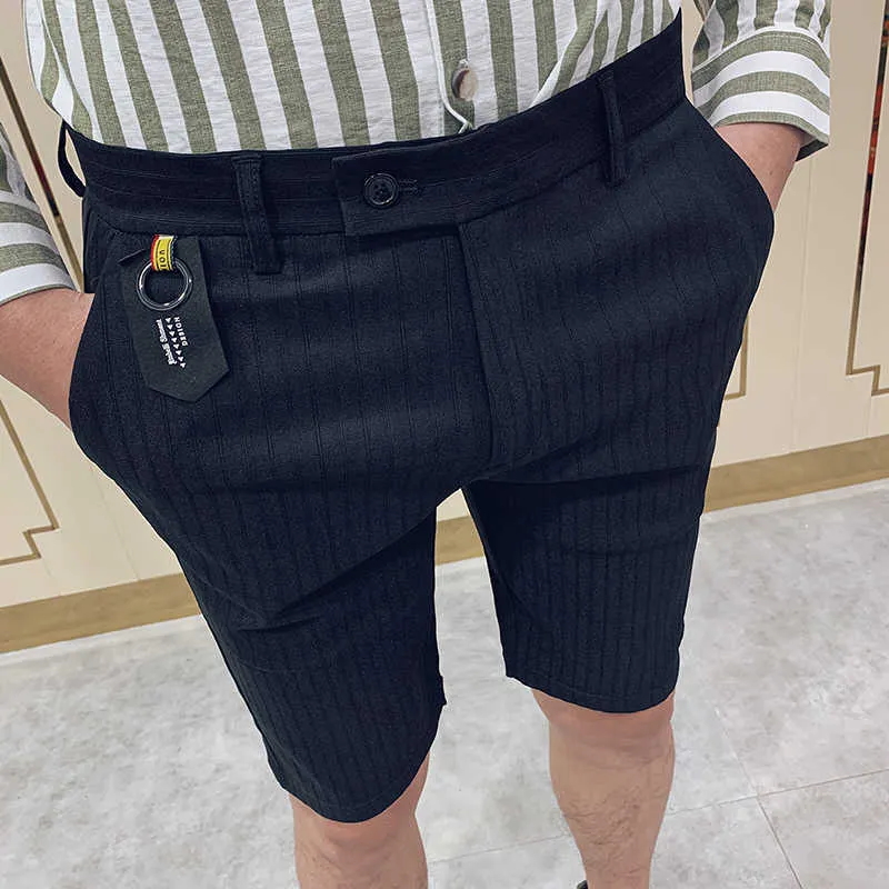 Mode korte mannen pak broek zakelijke formele jurk broek casual slim fit streetwear broeken kantoor sociale mannelijke luiheid 210527