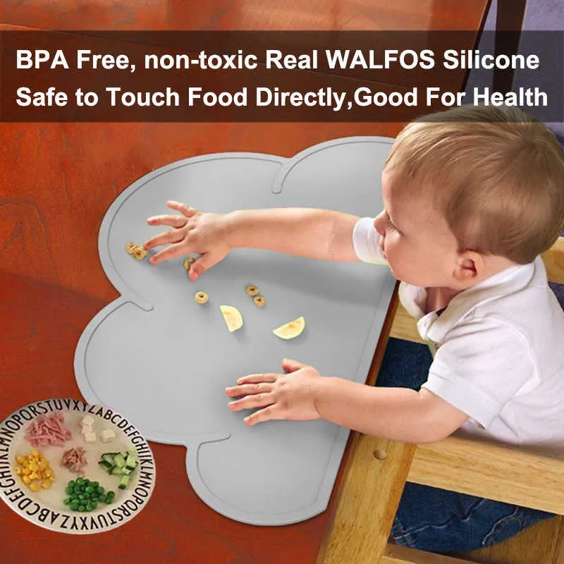 Walfos 100 % lebensmittelechtes Silikon-Tischset für Babys und Kinder, hitzebeständige Matte, hitzebeständige Silikon-Tischset, Tischset, Essen, 210706