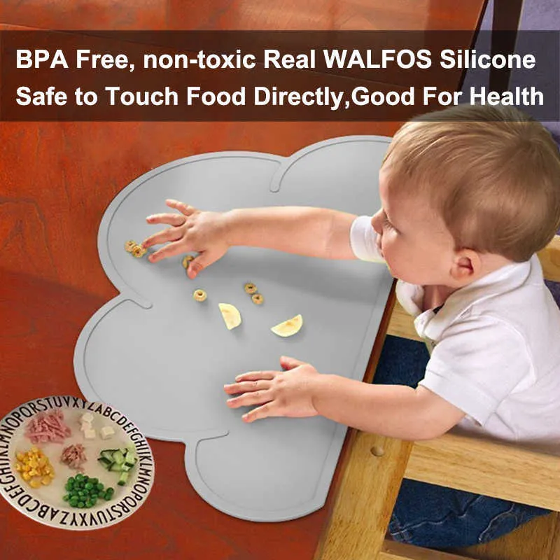 Walfos 100% silicone de qualité alimentaire napperon bébé enfant tapis résistant à la chaleur tapis de table en silicone résistant à la chaleur tapis de table à manger 210706