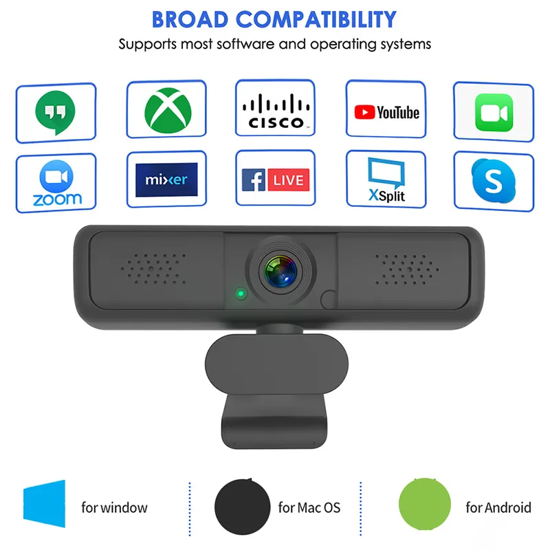 4 millions de pixels PC USB Webcam 2K Autofocus Web avec Microphone Ordinateur Enseignement en ligne en direct WebCamera