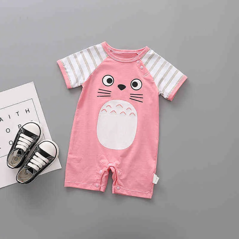 Summer Newborn Baby Short Sleeve Romper Boys Girls Cute Cartoon Totoro Print Baby Romper Cotton Toddler Clothes Jumpsuit Pajamas G1221